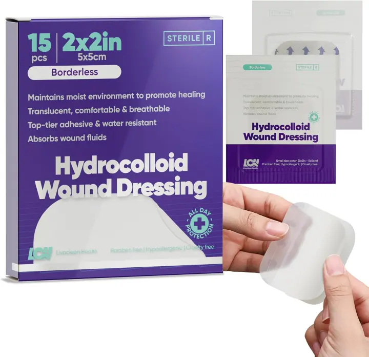 15-Count 2 x 2 in Hydrocolloid Wound Dressings — Sterile Adhesive Patches